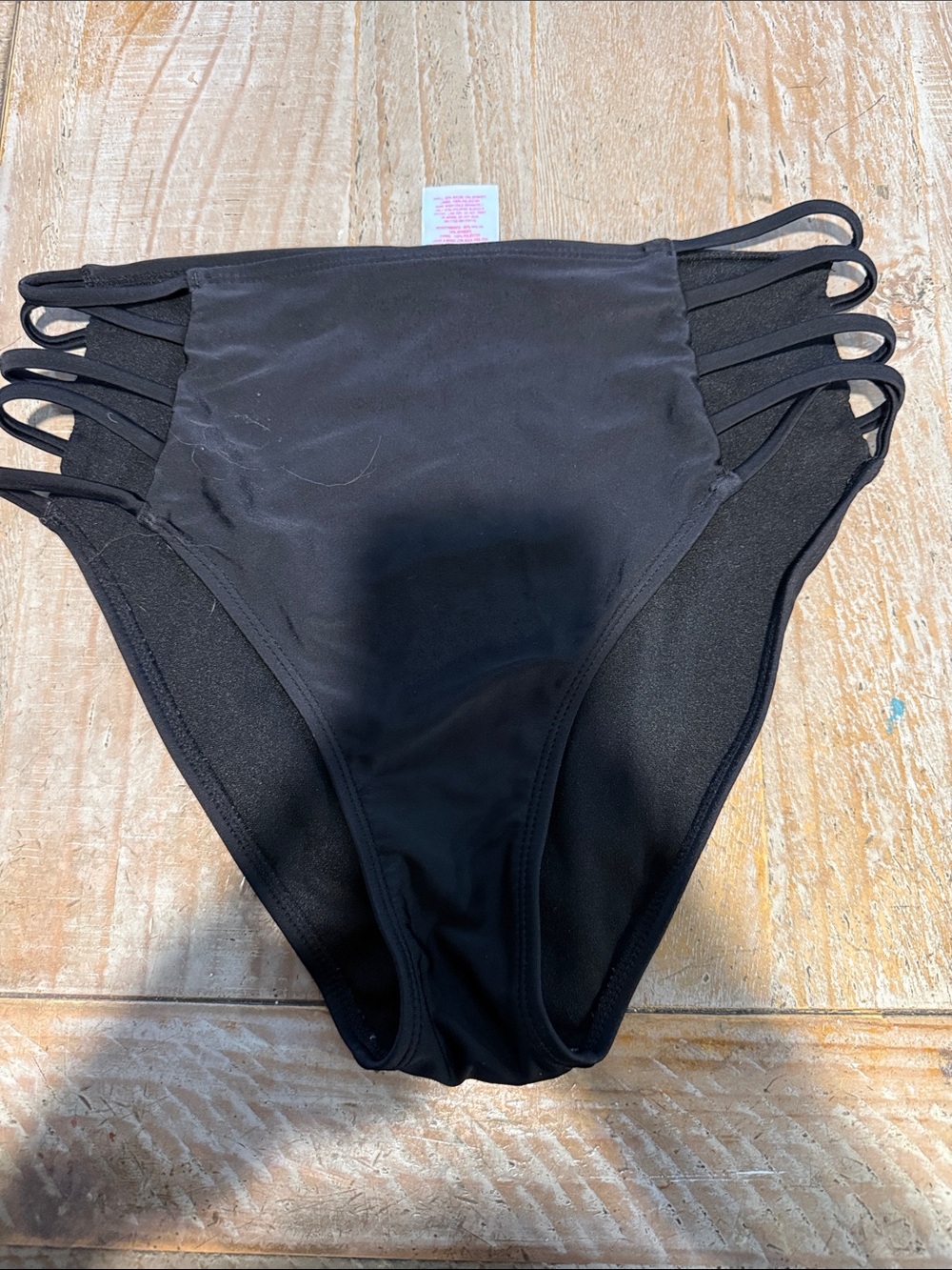 Xhilaration Black High-Waist Bikini Bottom with Triple Side Straps